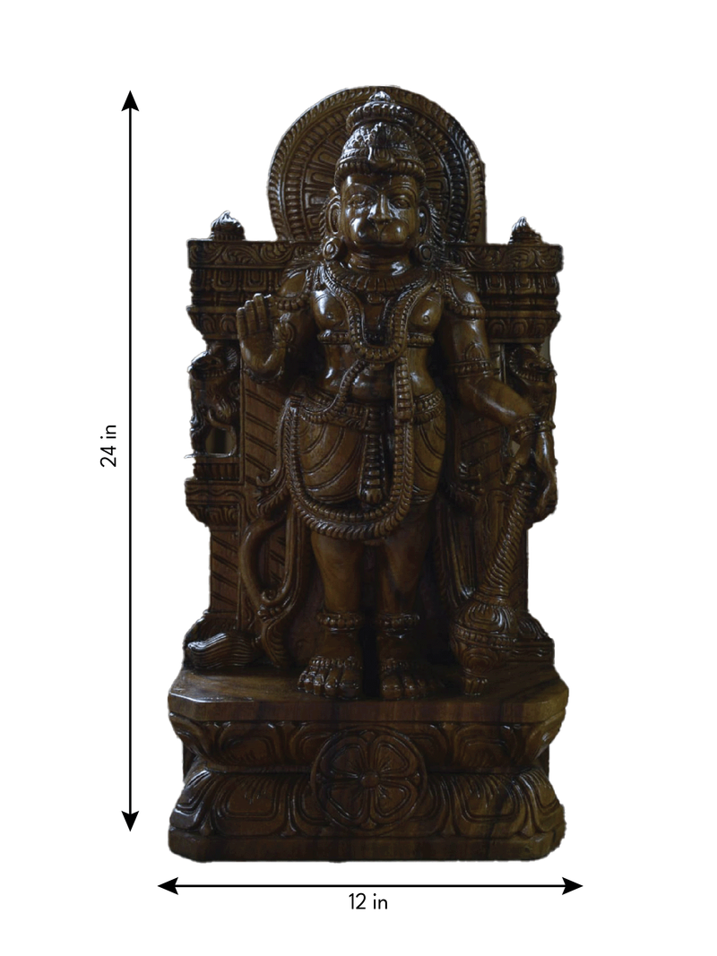 The Great Devotee: Lord Hanuman, The Monkey God in Wood Carving by Shrinivasan for sale