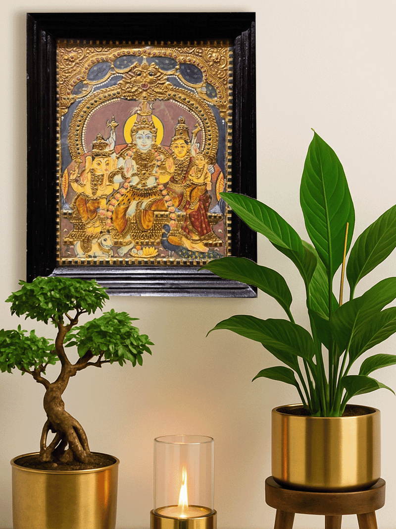 The Ideal Family: Shiv Parivaar in Tanjore by Sheratone Antique Arts for sale