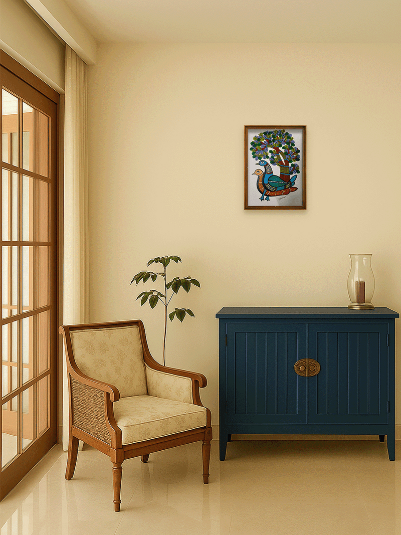 The Nature's Abode: Pair of Birds under the Canopy in Gond by Choti Tekam for sale