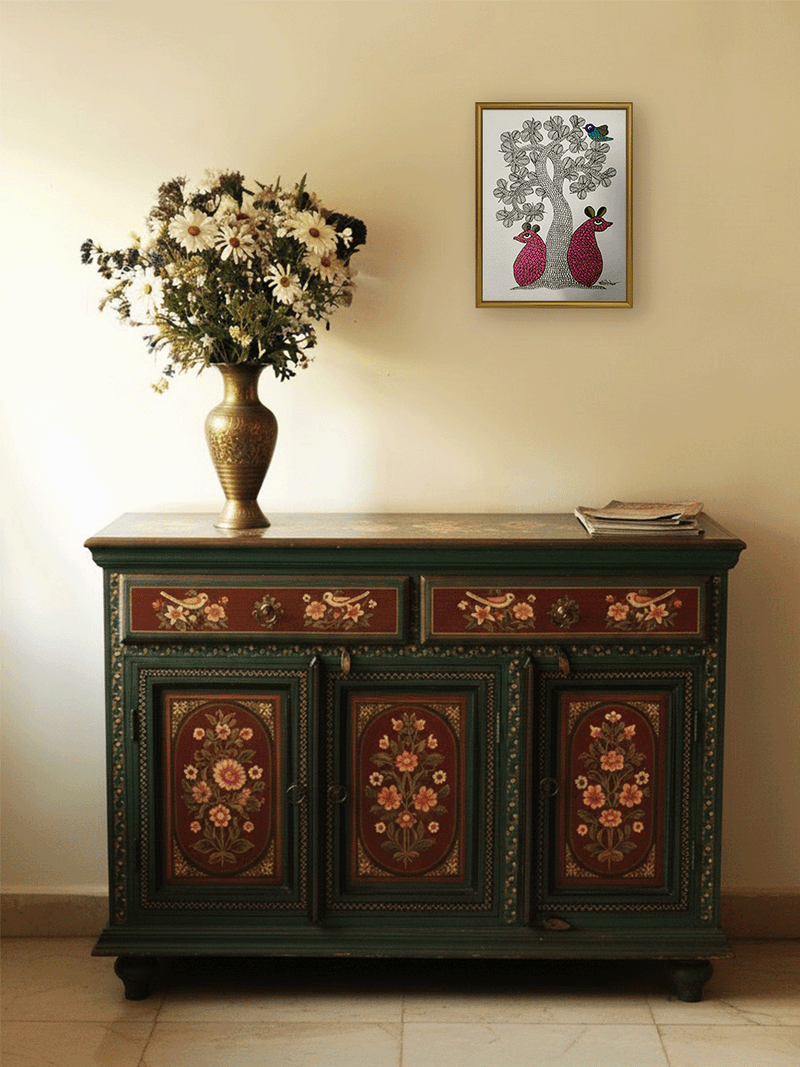 The Nature's Companion: Tree, Mouse and Bird in Gond by Choti Tekam for sale