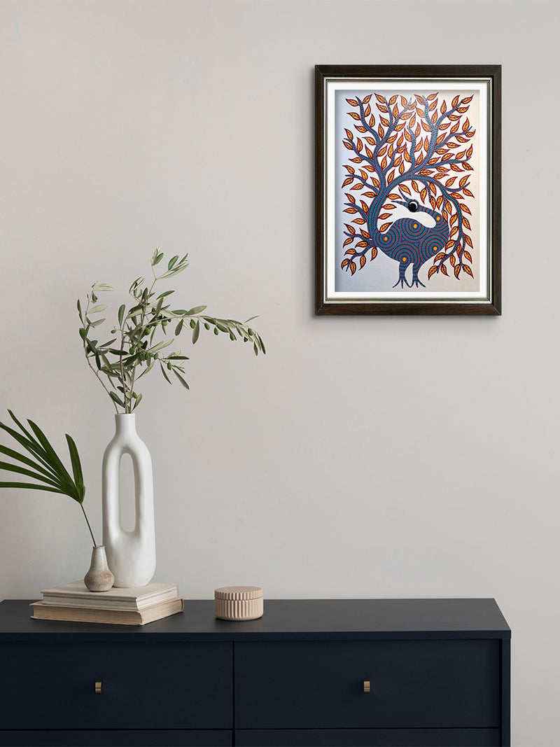 The Nature's Embrace: Bird and Tree In Bhil by Kamlesh Parmar for sale