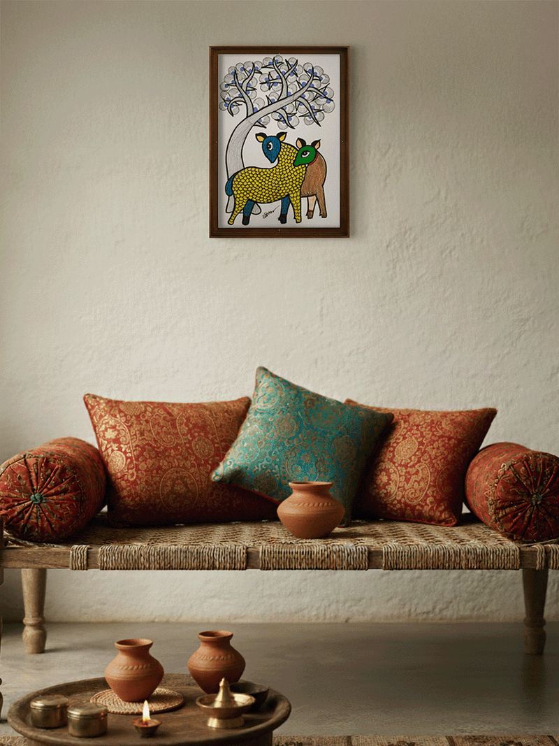 The Nature's Friends: A Pair of Deer in Gond by Choti Tekam for sale