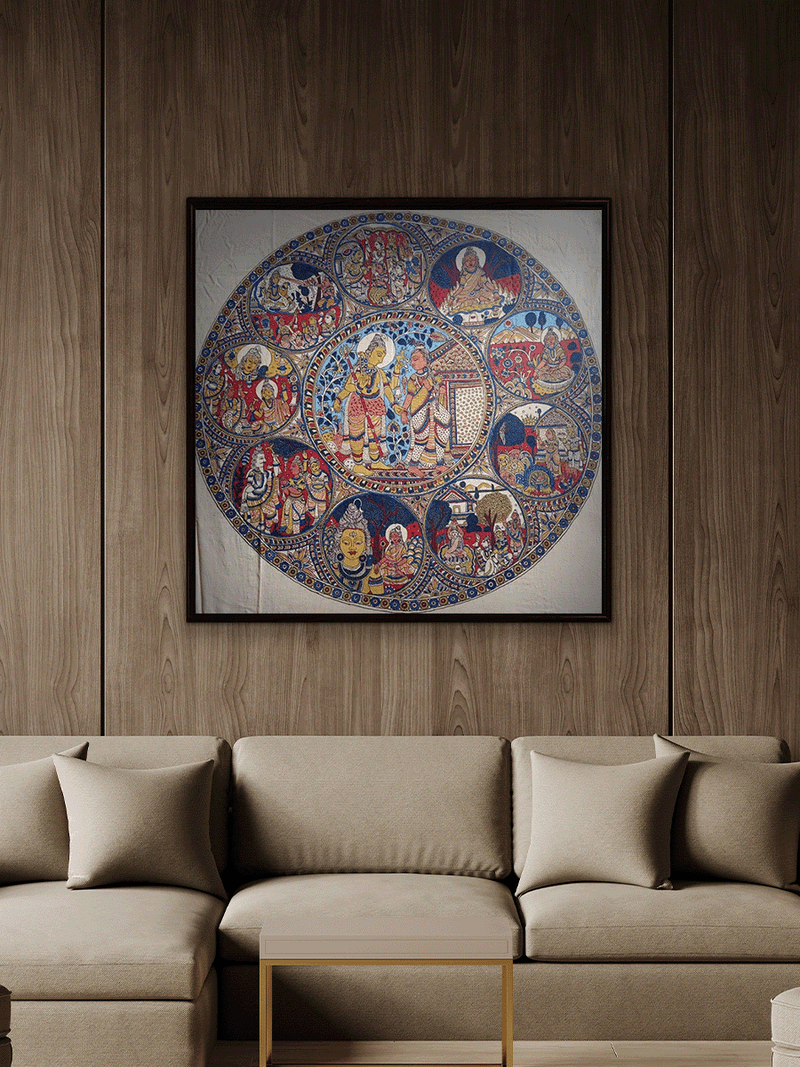 The Penance of Parvati in Kalamkari by Siva Reddy for sale