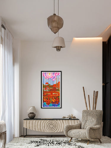 The Regal Procession in Kerala Mural by Adarsh for sale
