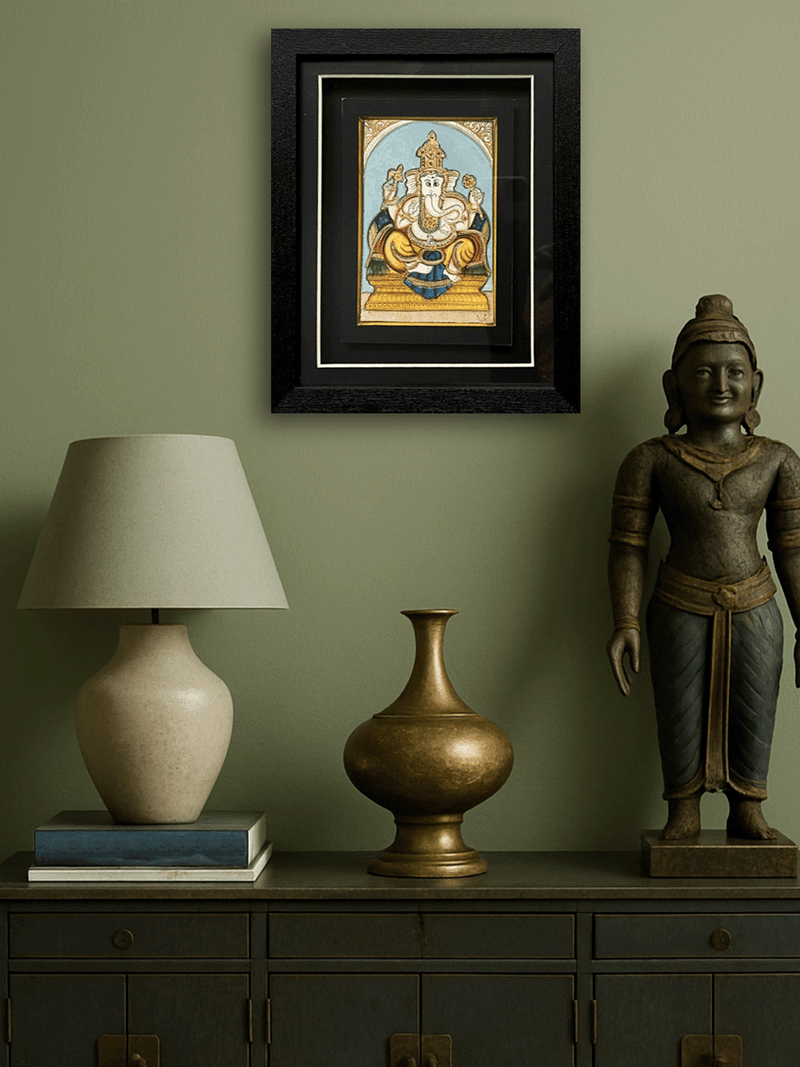 The Remover of Obstacles: Lord Ganesha in Mysore art by Hemalatha  for sale