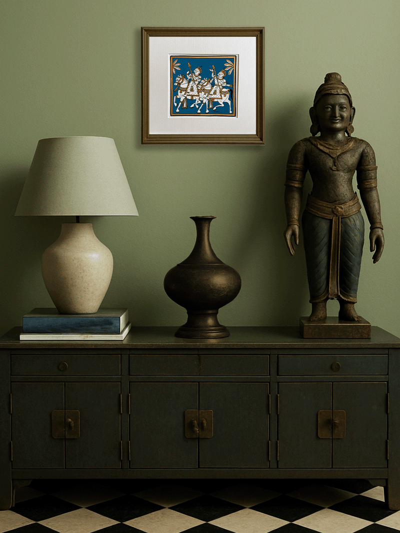 The Royal Cavalry: A Phad Painting by Kalyan Joshi for sale