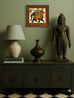 The Royal Journey: Men and Elephant in Phad Painting by Kalyan Joshi for sale