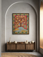 The Tree of Life with Peacocks in Kalamkari by Mannasamudram Viswanath Reddy for sale