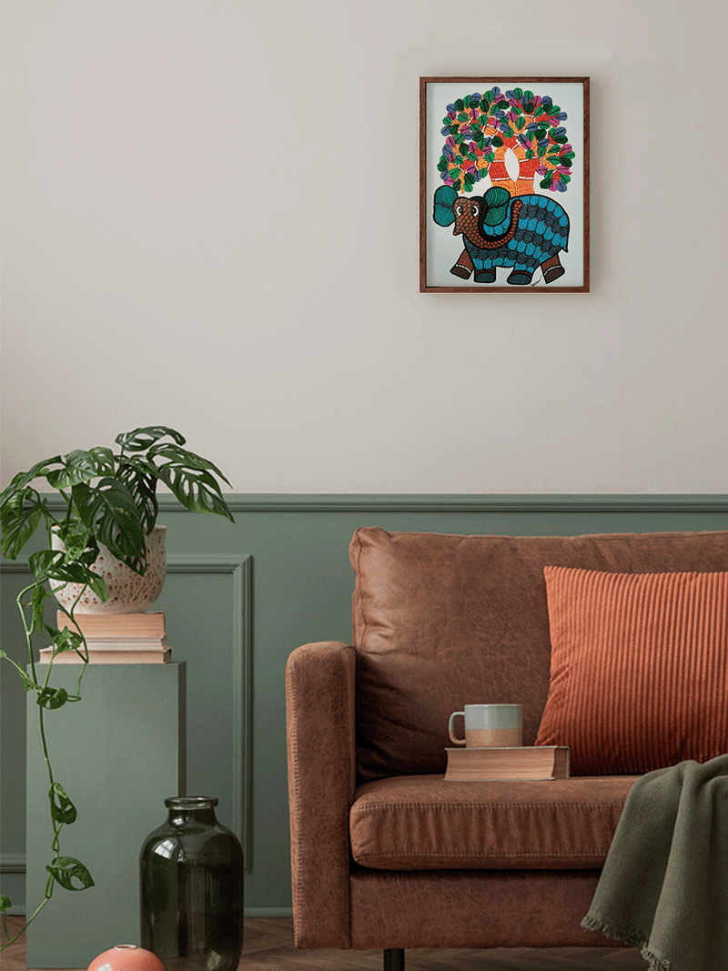 The Wise Elephant in Gond by Choti Tekam for sale