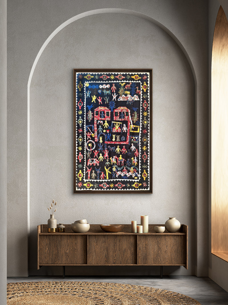 Tribal life in Kutch embroidery by Kala Raksha for sale