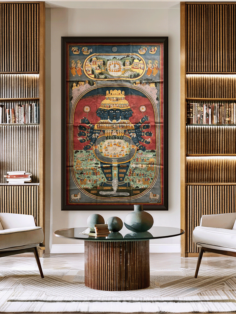 Virat Roop: Lord Krishna's Divine Leela in Pichwai by Naveen Soni for sale