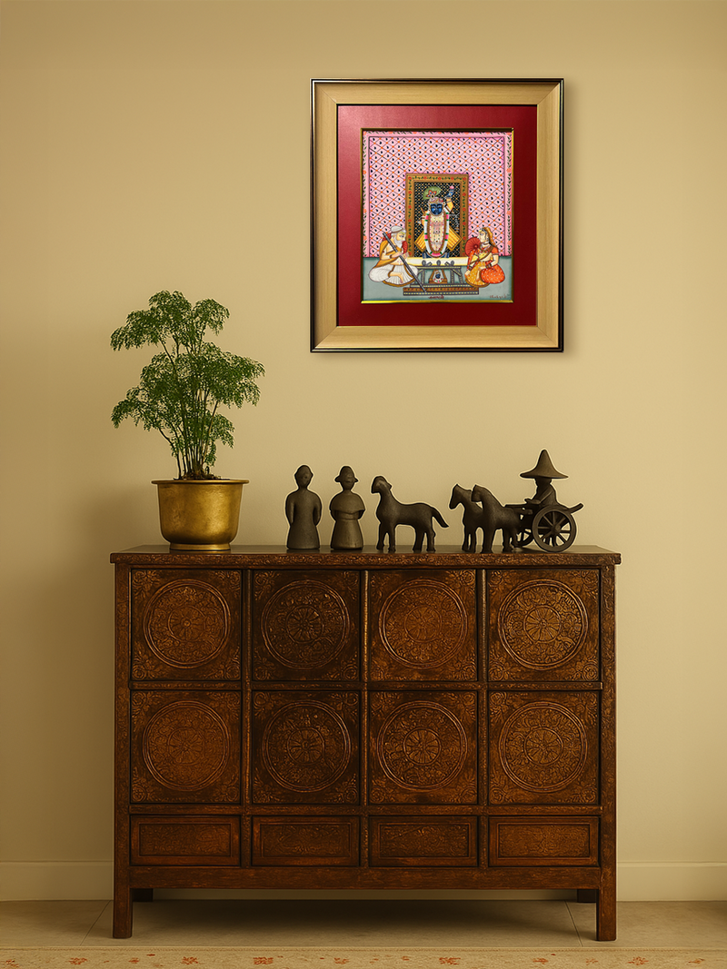Worshipping Shrinathji In Pichwai by Shehzaad Ali Sherani for sale