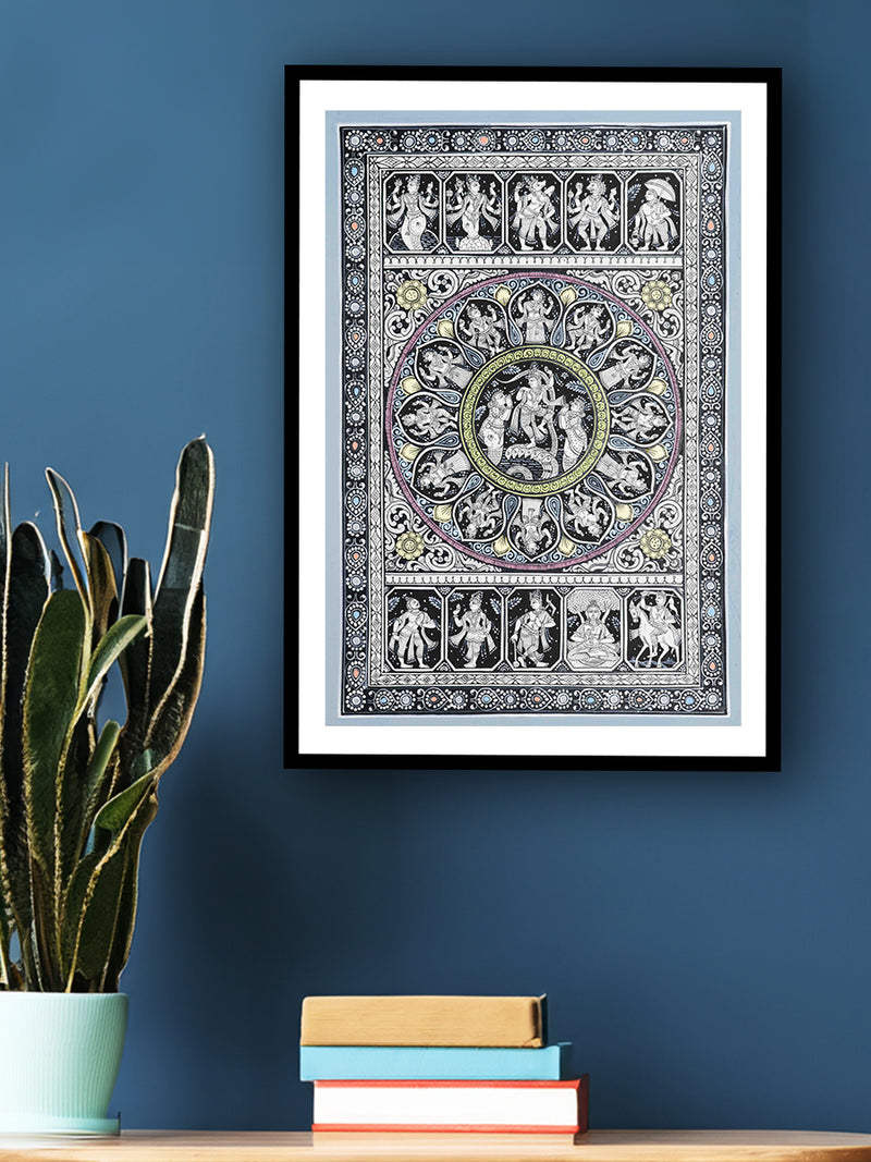 Divine Metamorphosis: Evolution through Pattachitra Artwork on a canvas by Apindra Swain for sale