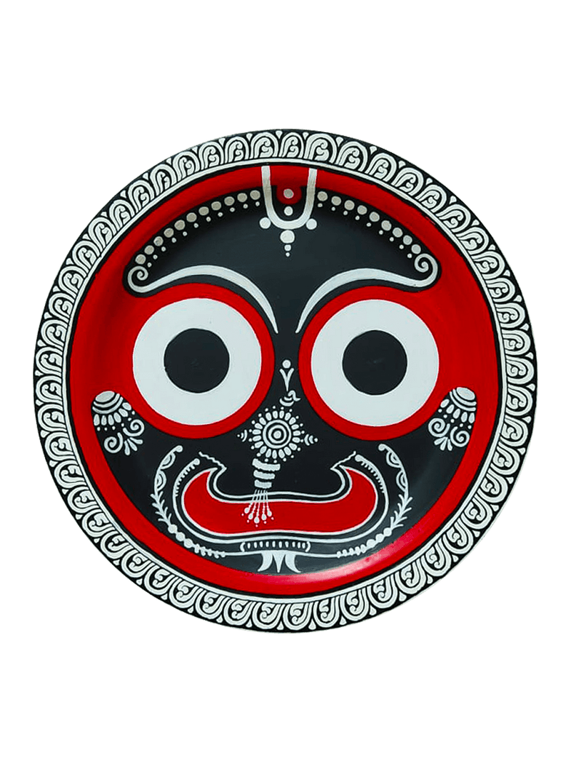 Order online Lord Jagannath's Red and Black Pattachitra Wooden Wall Plates
