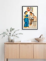 A Bengali Family in Kalighat Painting by Bapi Chitrakar
