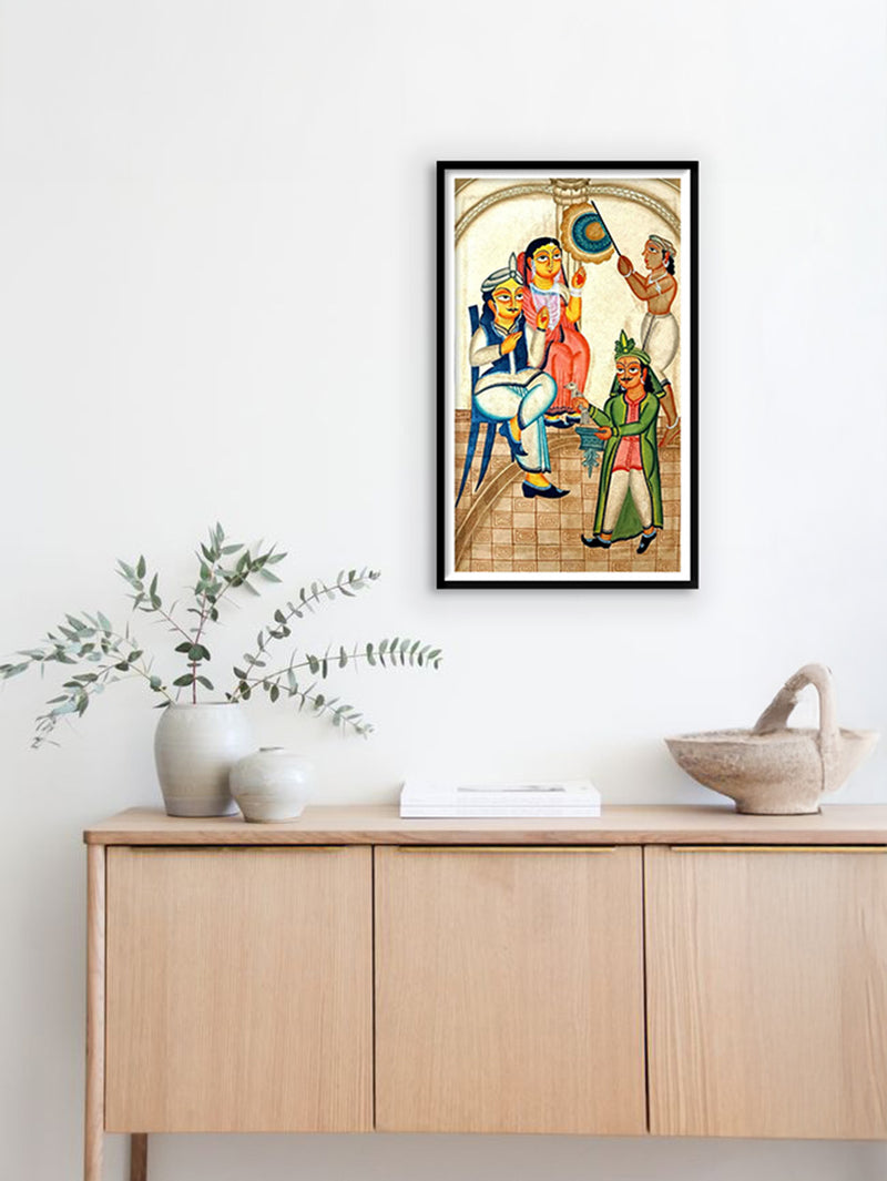 A Royal Court in Kalighat Painting by Bapi Chitrakar
