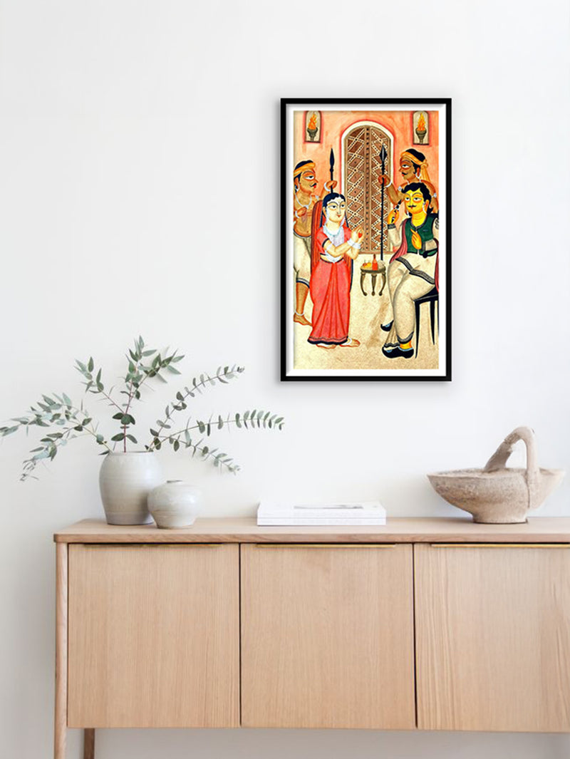 Babu and Bibi in Kalighat Art by Bapi Chitrakar