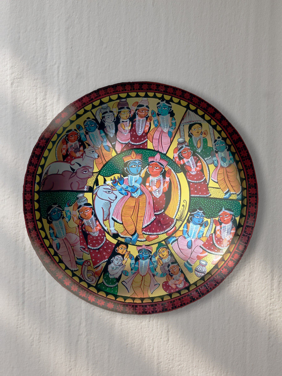 Radha-Krishna Kalighat plate art for Sale