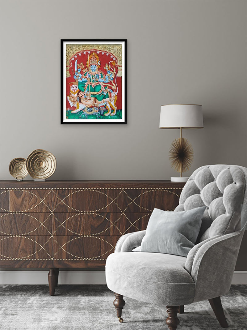 Chamundeshwari's Delight:Mysore Painting by Dr. J. Dundaraja
