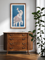 Elephant and Lotus Contemporary Kalamkari by Harinath N
