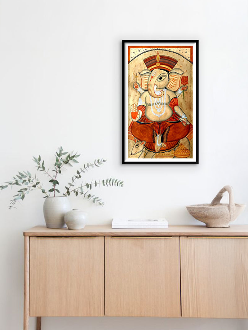 Ganesha's Ornate Brilliance: Kalighat Art for sale