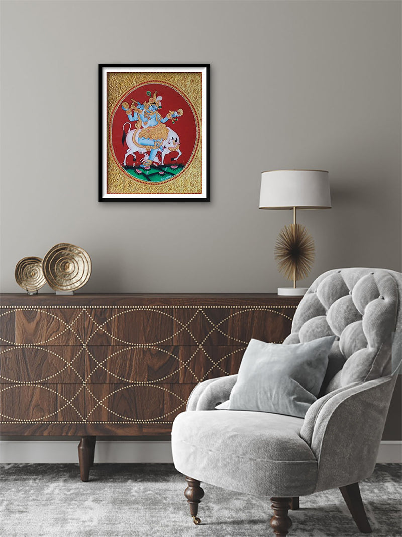 Gopala's Golden Charm: Mysore Painting by Dr. J Dundaraja