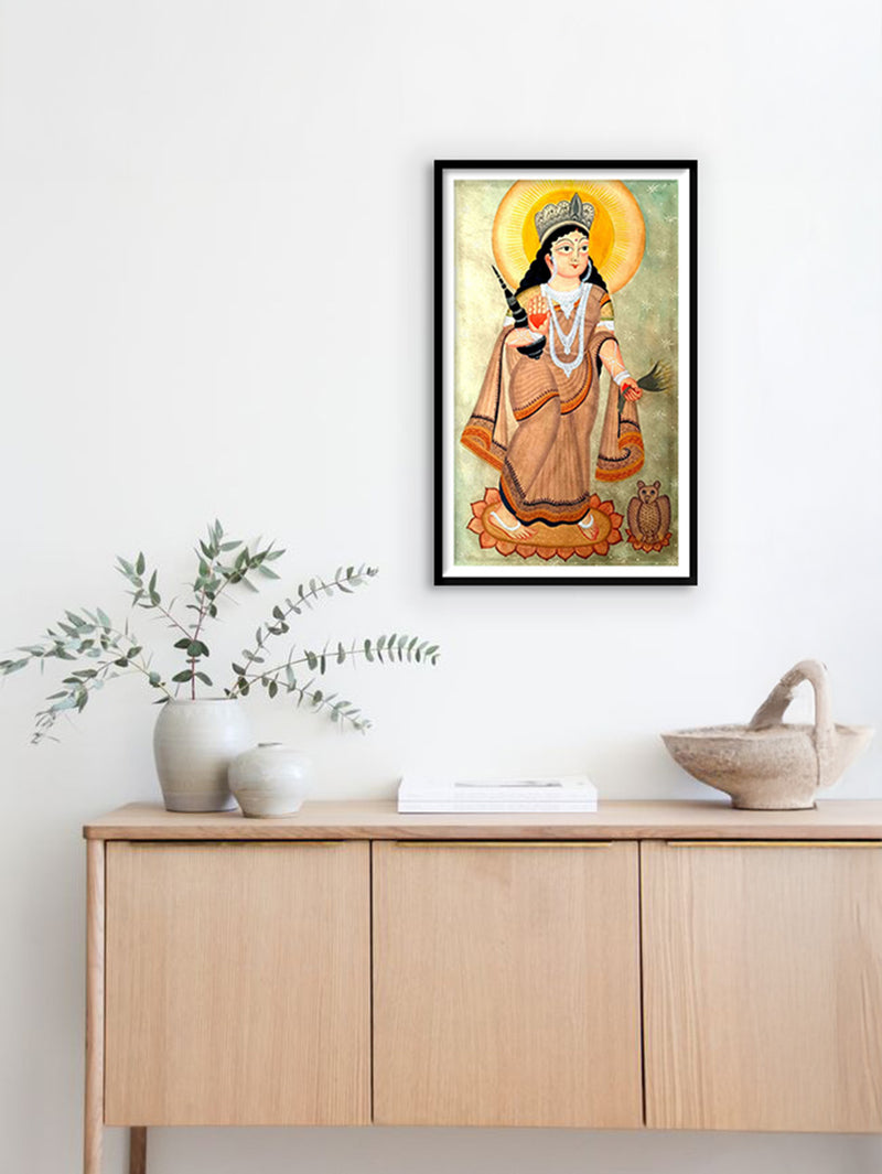 Lakshmi's Divine Grace: Kalighat Art by Bapi Chitrakar