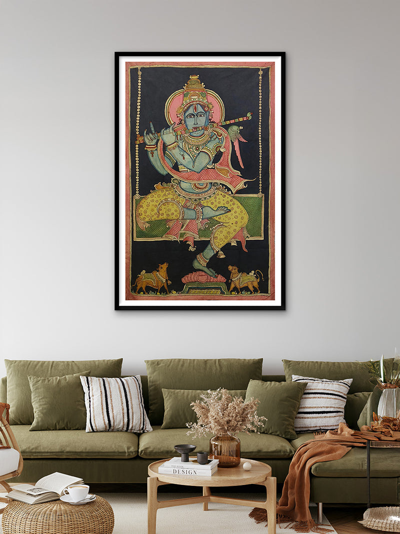 Lord Krishna In Kalamkari by D Laxmi Amma