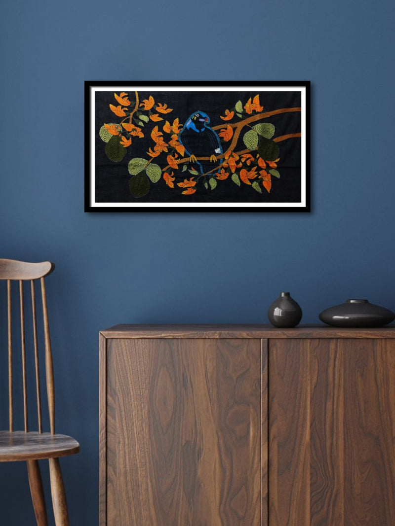 Majestic Bird in Batik and Kantha by Kartik Manna