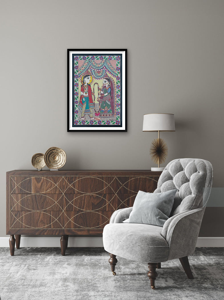 Ram and Sita Swayamvar in Madhubani by Priti Karn