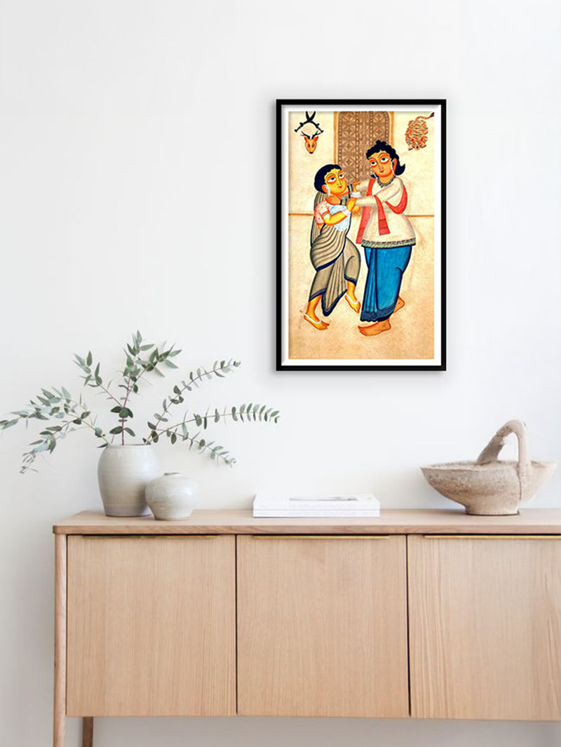 Rhythms of Love in Kalighat Painting by Bapi Chitrakar
