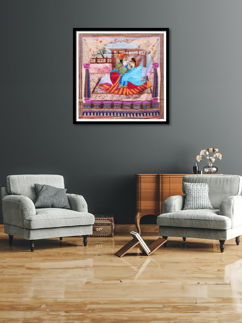 Romantic Scene in Batik and Kantha by Kartik Manna