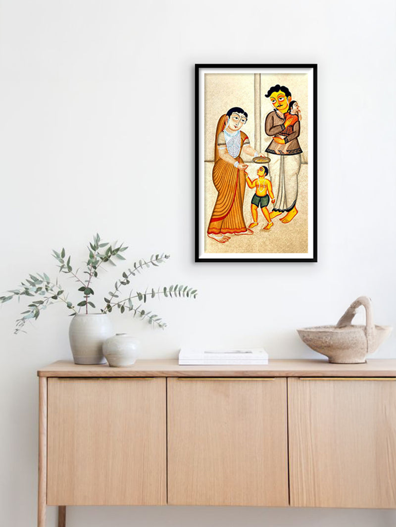 The Bond of Family in Kalighat Art by Bapi Chitrakar