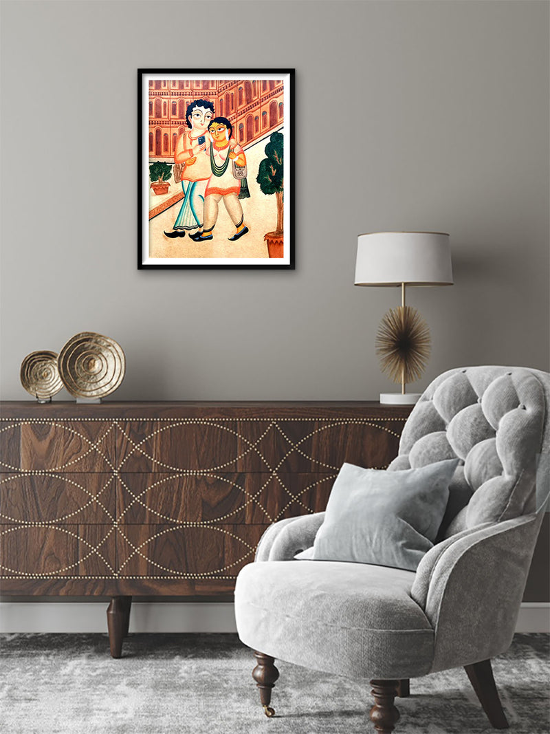 The Moments of Togetherness in Kalighat Painting by Bapi Chitrakar