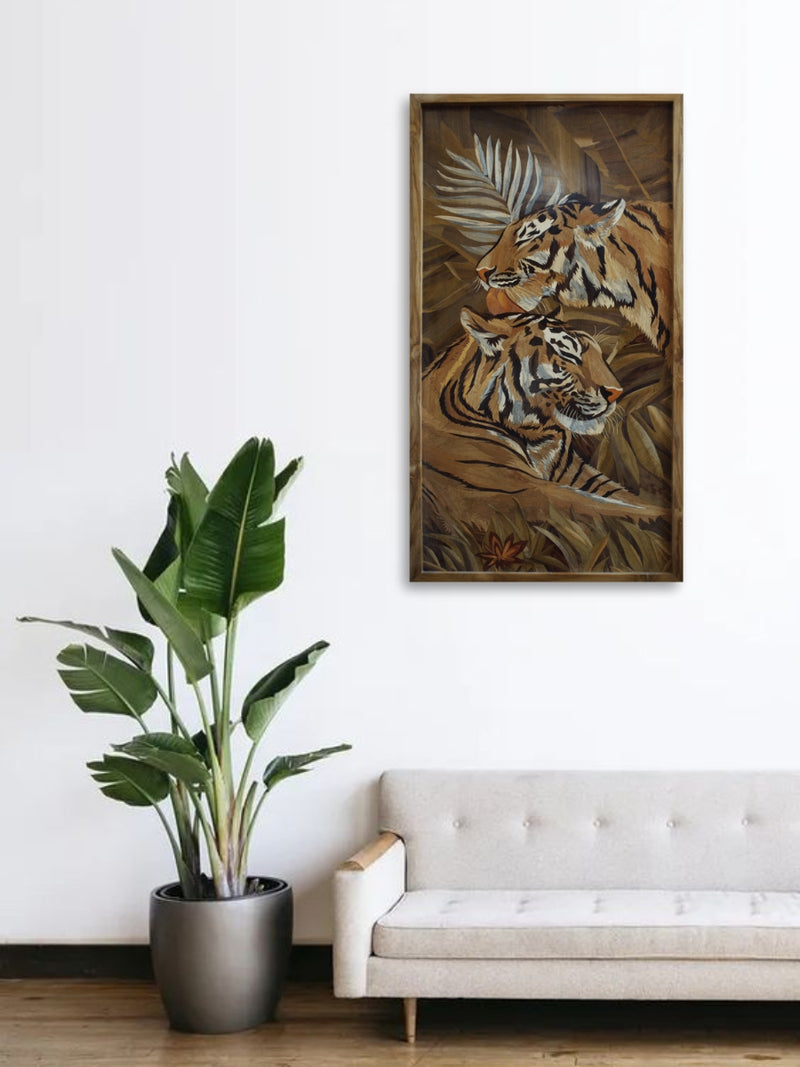 Tigers in Mysore Wood Inlay for sale