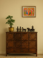Reflecting Beauty: The Graceful Women in Cheriyal Scroll by Sai Kiran for Sale