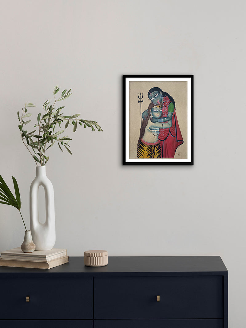 Shiv and Parvati in Kalighat by Anwar Chitrakar for cutomer