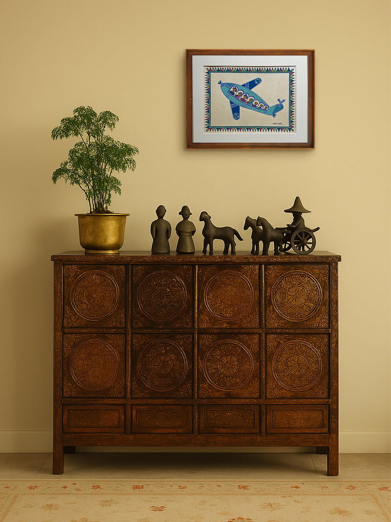 The Take Off: Airplane In Pithora art by Chanchal Soni