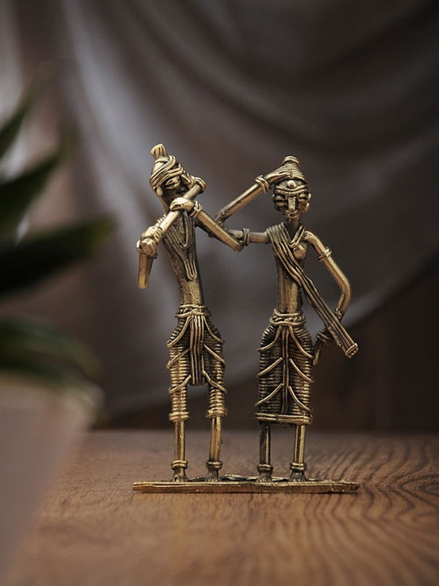 Experience Eternal Devotion: The Divine Couple in Dhokra Art and buy now to embrace their timeless beauty.