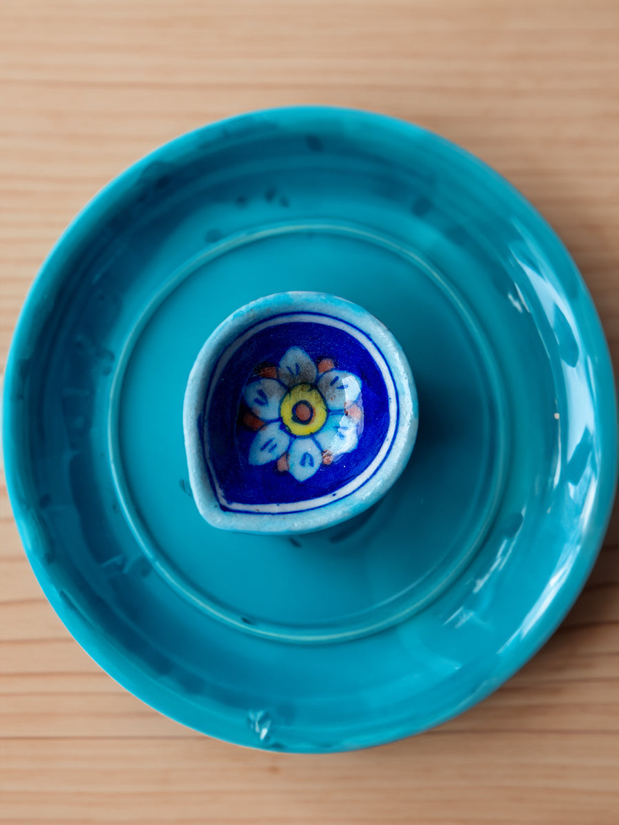 Ethereal Hues: A Symphony of Colors Blue Pottery, By Gopal Saini for sale clay diya / mud diya / earthern diya 