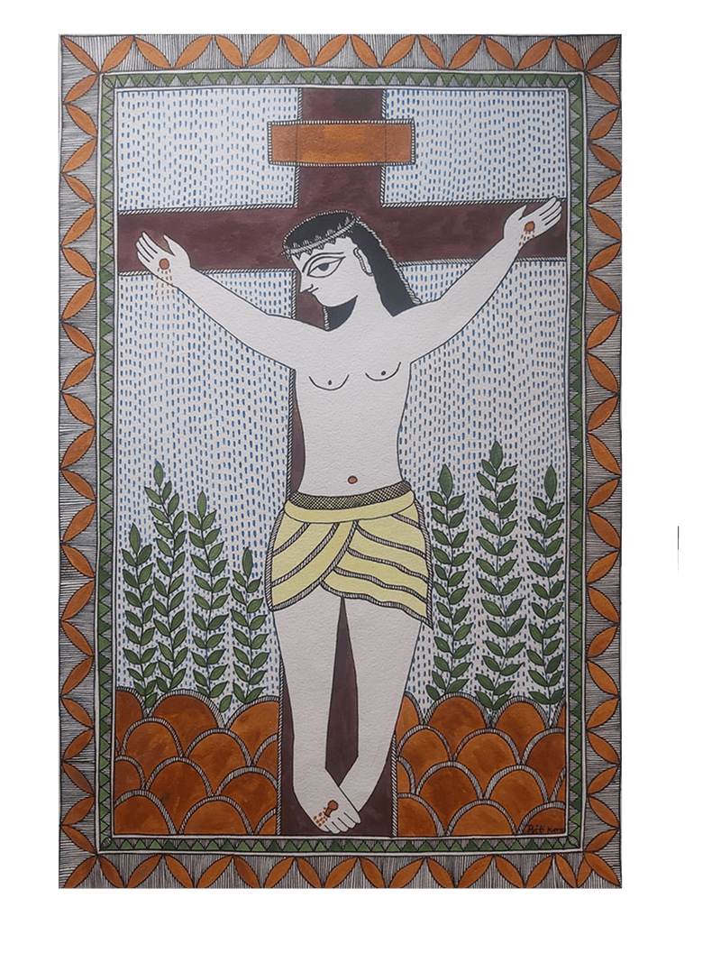 Shop for Crucifixion of Jesus in Madhubani painting by Priti Karn at memeraki.com