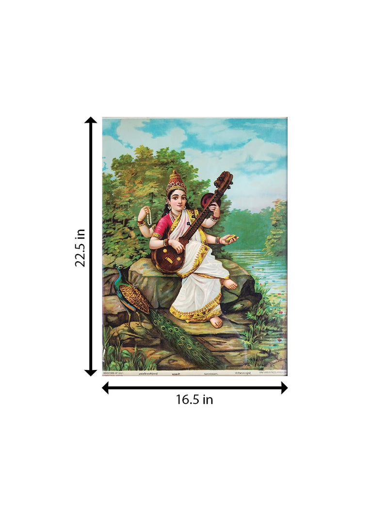 Order Goddess Saraswati amidst Nature in Oleograph by Raja Ravi Varma