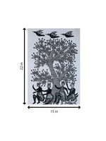 Monkey, Tree, and Bird – Gond Art by Saroj Venkat Shyam for Sale