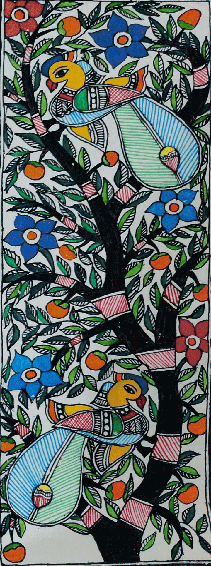 Peacock in Madhubani by Ambika Devi Thumbnail