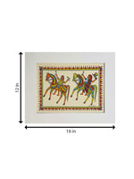 Baba Pithora and Pithora Rani Riding Horses in Pithora Art by Chanchal Soni 