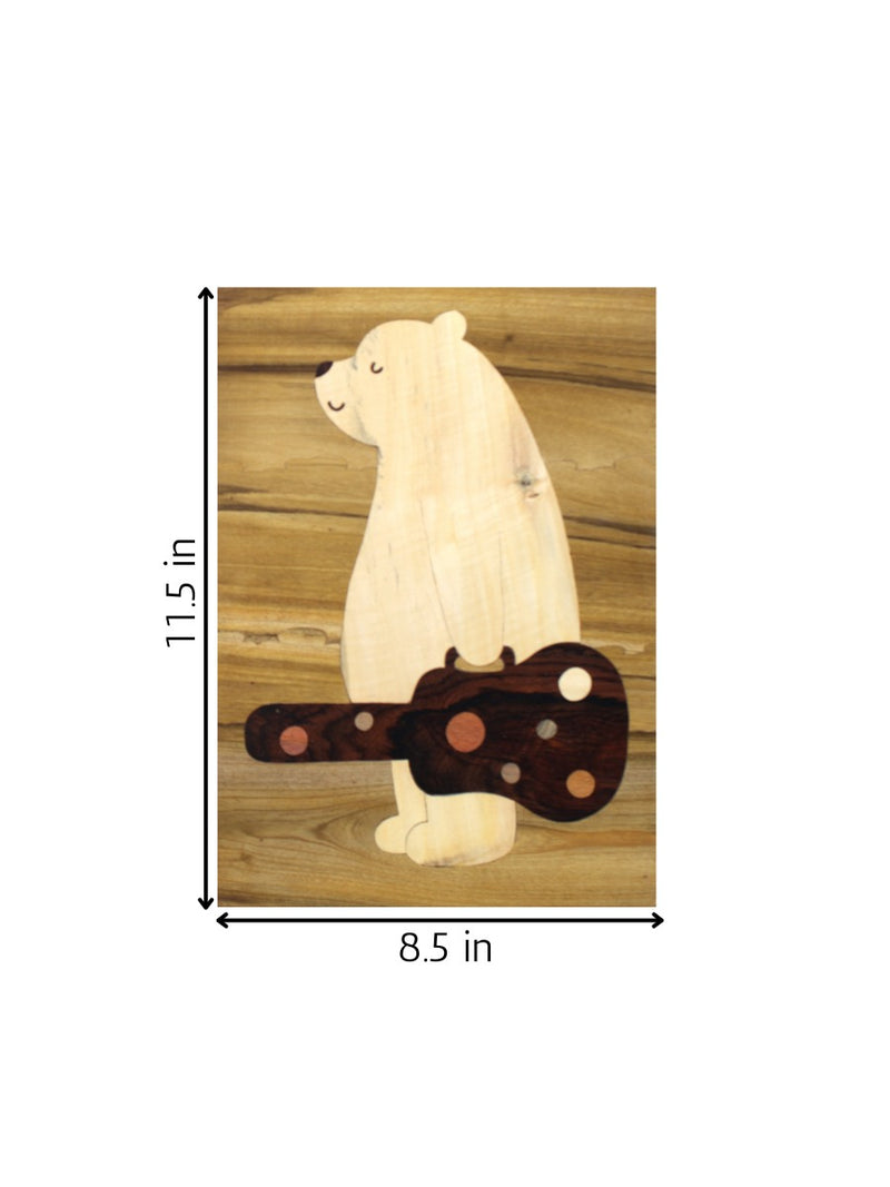 Bear with Guitar in Mysore Rosewood Inlay for sale