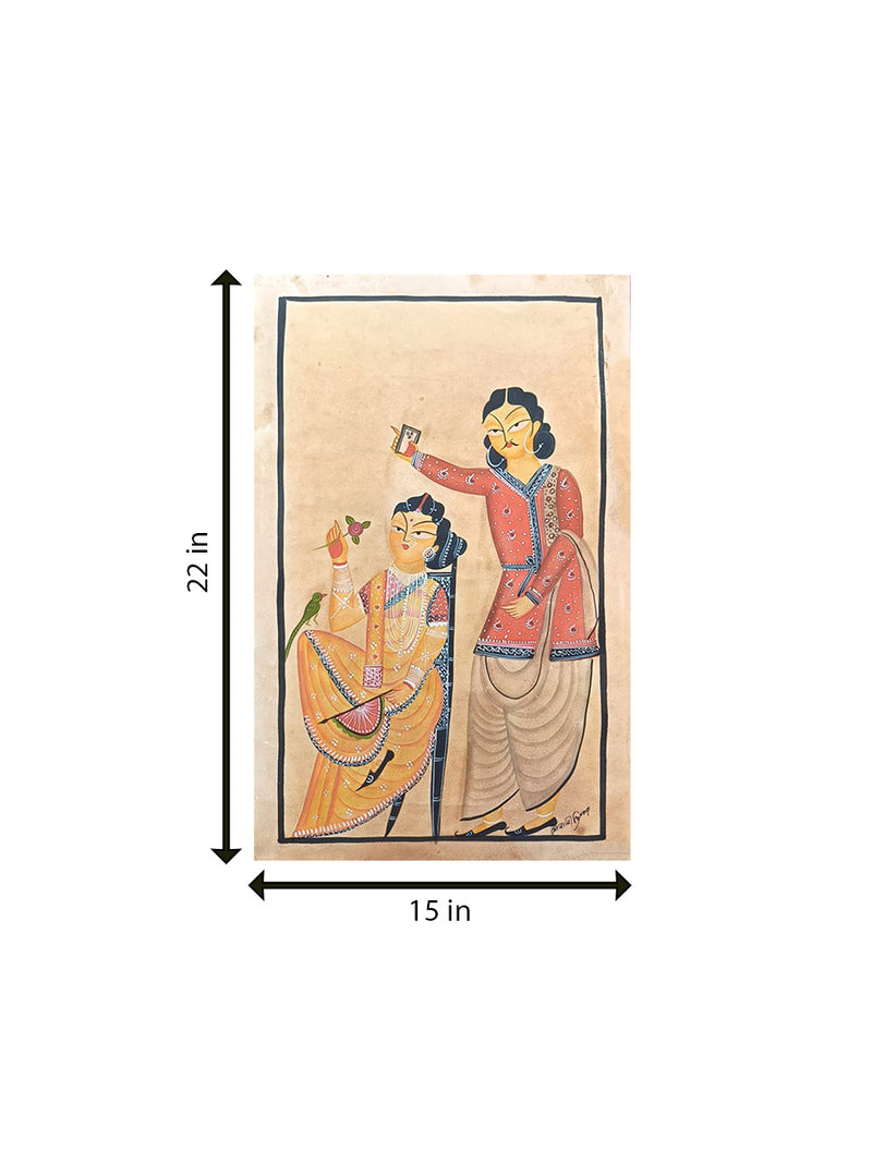Order Bibi accompanying Selfie-clicking Babu in Kalighat by Sonali Chitrakar