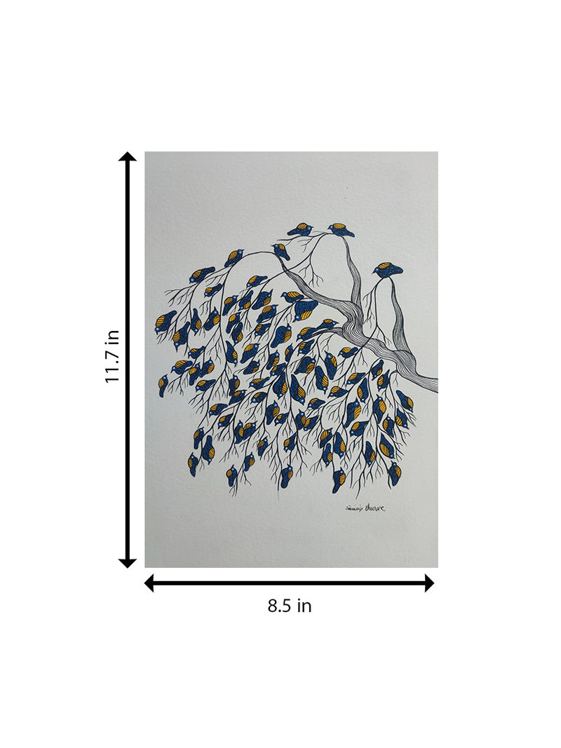 Birds Clustered On Tree In Gond by Sandeep dhurve
