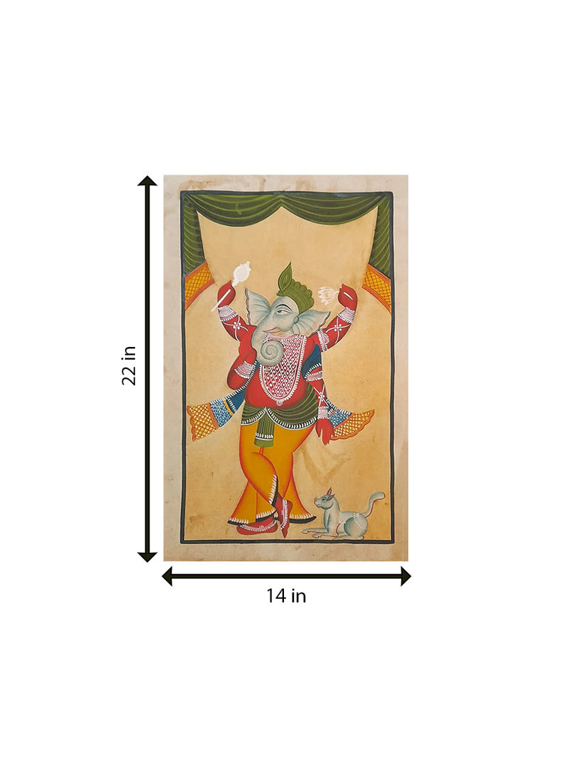 Divine Harmony : Grace of Lord Ganesh Khalighat Painting by Sonali Chitrakar 