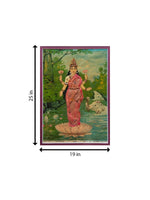 Goddess Lakshmi in Nature's Abundance in Oleograph by Raja Ravi Varma 
